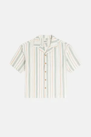 Relaxed Stripe Ss Shirt Olive