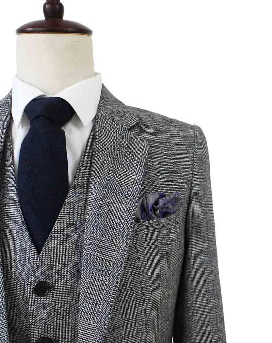 RETRO GREY PLAID TWEED 2 PIECE SUIT