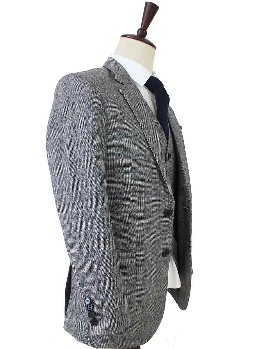 RETRO GREY PLAID TWEED 2 PIECE SUIT