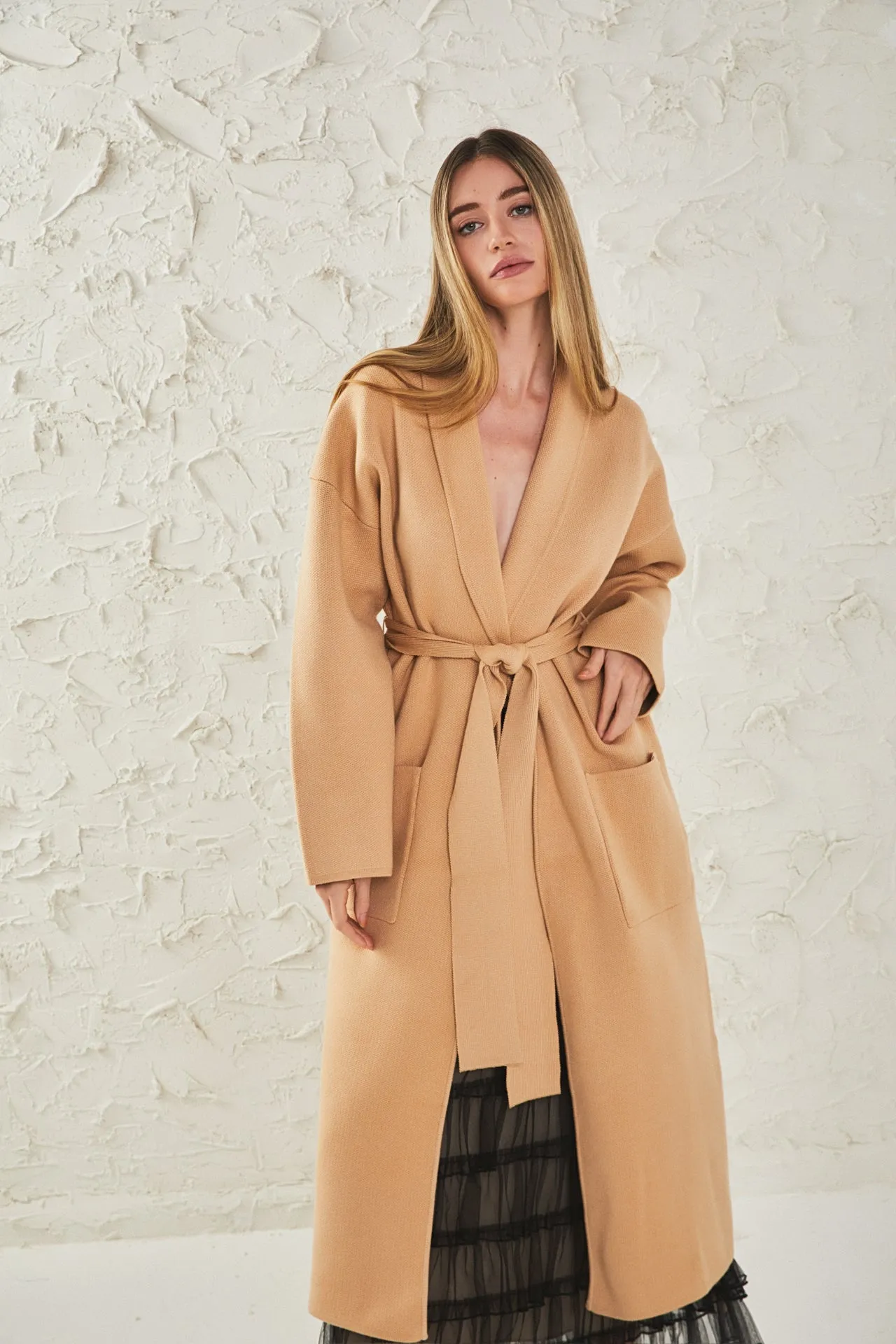 Shawl Collar Oversize Long Cardigan