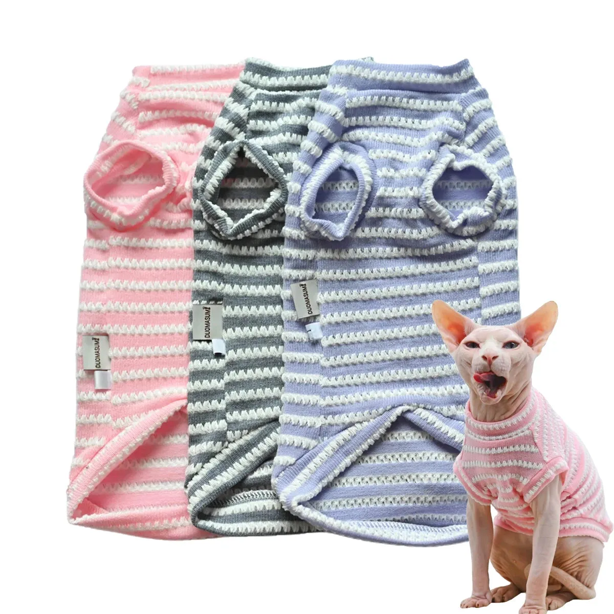 Sphynx Cat Clothes | Hairless Cat Summer Clothing | Pure Cotton Skin-Friendly Close-Fitting Pet Apparel for Small Cats and Dogs | Alo Trendy