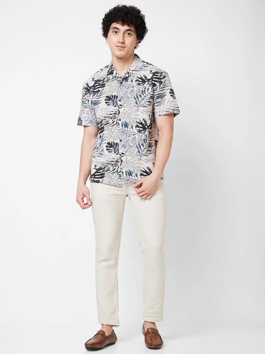 Spykar Brown PRINTED HALF SLEEVE Shirt For Men