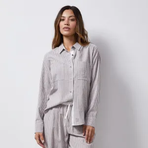 Stripe Poplin Relaxed Shirt