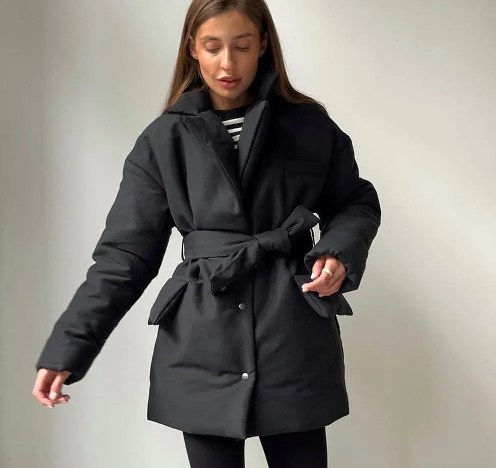 Wenkouban New Short Winter christmas thanksgiving outfits Parkas Women Warm Down Cotton Jacket  Female Casual Loose Outwear  A Belt Cotton-Padded Coat