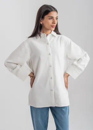 White Denim Button Down Shirt