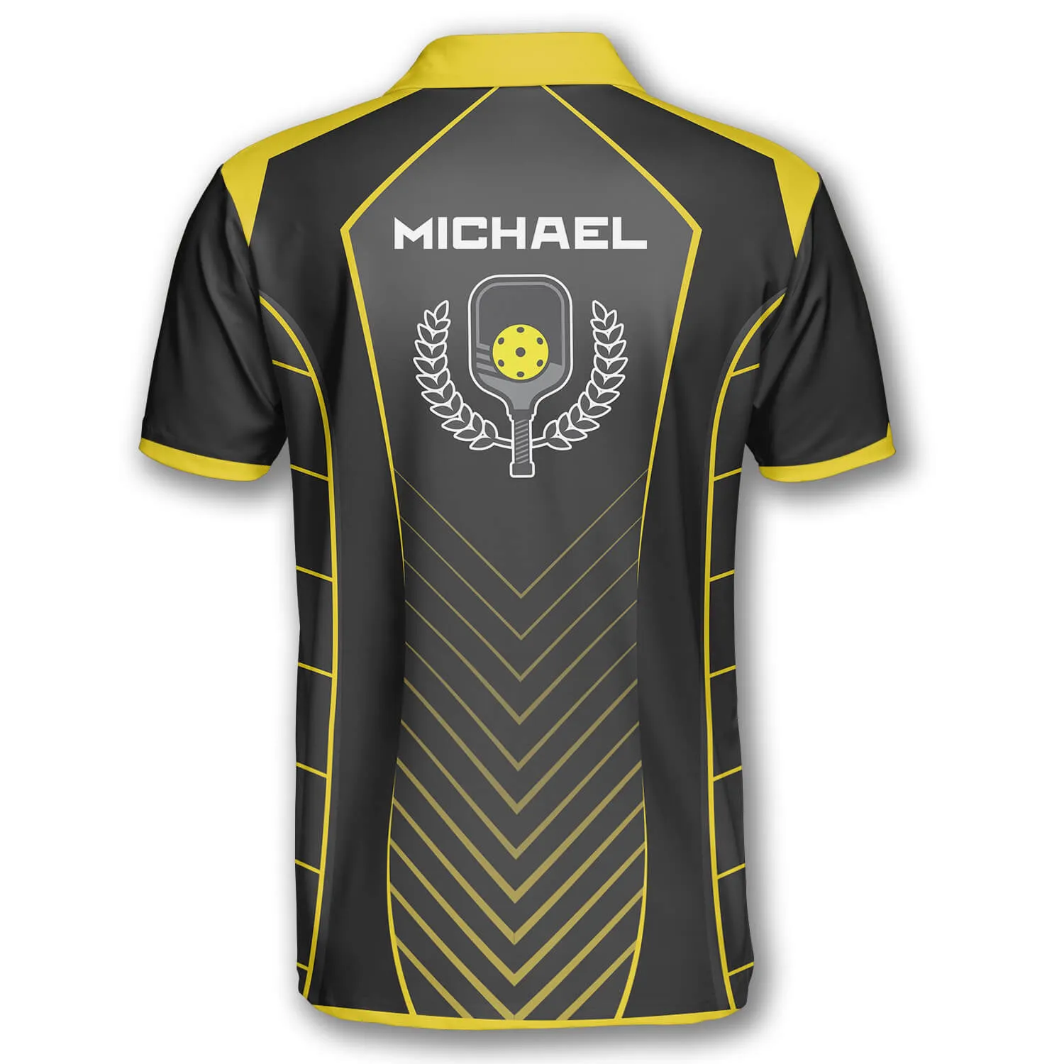 Yellow Black Sports Style Emblem Custom Pickleball Shirts for Men